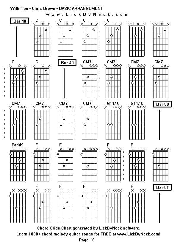 Chord Grids Chart of chord melody fingerstyle guitar song-With You - Chris Brown - BASIC ARRANGEMENT,generated by LickByNeck software.